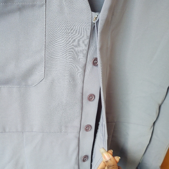 charles henry women's jumpsuit Gray V-neck | button down size XS - Picture 8 of 13